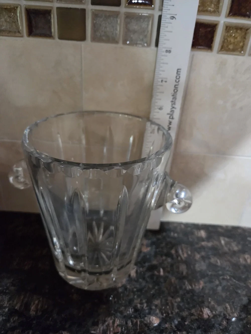 Clear Glass Ice Bucket with Decorative Handles